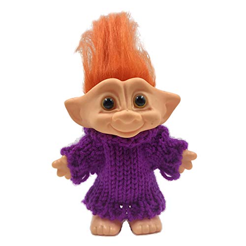 Sharplace Lindo Vintage Buena Suerte muñecas Troll Pelo Multicolor con Ropa Mini muñeca Figuras de acción niños Juguetes coleccionables Regalo - Pelo Naranja