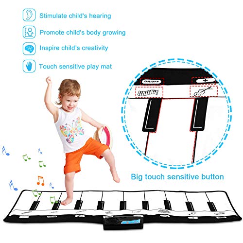 Shayson Alfombra de Piano, Estera de Música Alfombra de Teclado Educativa Táctil Musical Touch Juego Musical para Bebé Niños Navidad Halloween Regalo 100 * 36 cm