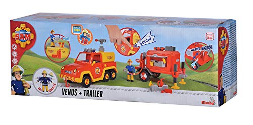 Simba- Feuerwehrmann Sam Venus mit Anhänger und Figur Bombero Colgante, Color Rojo y Amarillo, 0 (109251086)
