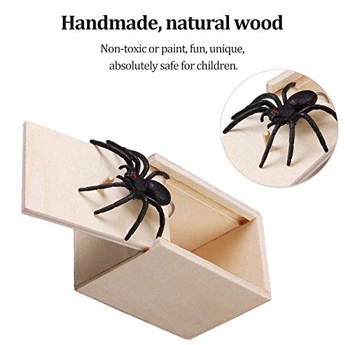 SIMUER Broma Araña Asustar Caja, 2 Unids Broma De Madera Araña Asustar Caja Broma Juguetes de Madera de Sorpresa