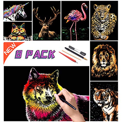 SiYear Scratch Paper Rainbow Painting Sketch, City Series Night Scene, Scratch Painting Regalo Creativo, Scratchboard para Adultos y niños con 4 Herramientas