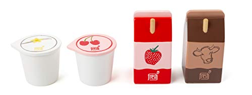 Small Foot Company-11440 Conjunto de Productos lácteos Fresh, de Madera, Roles, Tienda de Accesorios y Cocina Infantil juguetes, Multicolor (11440) , color/modelo surtido