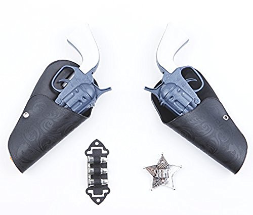 Smiffy's-21182 Set de revólver del Salvaje Oeste, con Funda de Pistolas, Balas y Placa, Color Gris, No es Applicable (21182)
