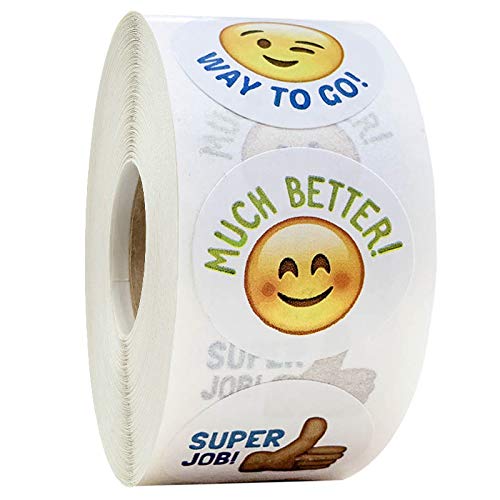 Smiley Felices Sticker,Pegatinas Smiley 500 Emoticon Reward Sticker 2.5cm Pegatinas Escolares para el Aula Potty Training Stickers y Motivational Stickers