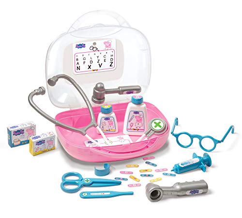 Smoby Wutz Doktorkoffer para niños a Partir de 3 años, maletín de médico con Muchos Accesorios, Juguetes Peppa Pig de 25 cm, Color Rosa. (340101)