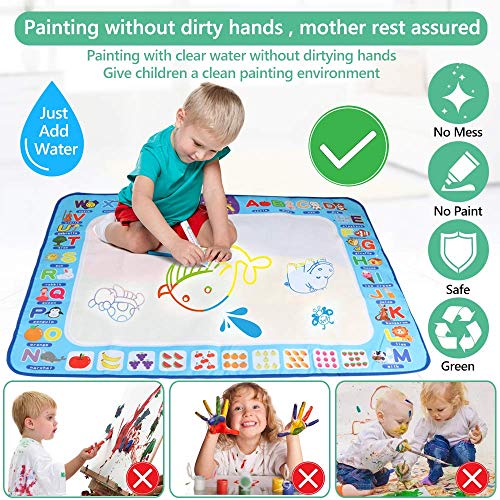 Smyidel Alfombrilla Aqua Magic Doodle, Alfombrilla Grande de Dibujo de Agua de 40X30 Pulgadas, Juguetes educativos y Regalos para niños pequeños, niños, niños, niñas Edad de 2 3 4 5 6 7 8 años