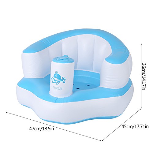 Sofá Inflable de la Silla de los niños Lindos Construido en el Asiento de baño de la Bomba Sofá portátil del Juego del bebé Regalo Maravilloso para los niños(Azul)