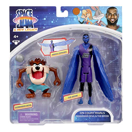 Space Jam 2: Un Nuevo Legado Oficial Coleccionable 5 Pulgadas articulada Figura de acción Paquete 2: Taz y la Cejas con alas expandibles y Accesorio de Baloncesto