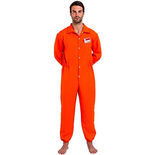 Spooktacular Creations Prisoner Jumpsuit Disfraz de carcelero con Etiqueta de Nombre de la prisión Naranja escapada - Naranja - Small