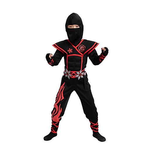 Spooktacular Creations Unisex Child Flame Red Ninja Costume Set for Kids Kung Fu Outfit Halloween Ideas (Toddler ( 3 - 4 yrs))
