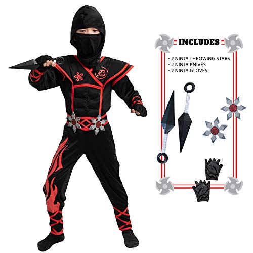 Spooktacular Creations Unisex Child Flame Red Ninja Costume Set for Kids Kung Fu Outfit Halloween Ideas (Toddler ( 3 - 4 yrs))