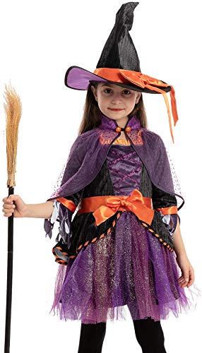 Spooktacular Creations Witch Costume for Girl Halloween Orange and Purple for Cosplay (Toddler( 3- 4yrs ))