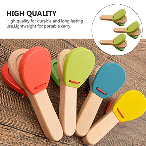 STOBOK 3 Unids Niños Castañuelas Instrumento Musical Juguete Niños Pequeños Percusión Clap Board Hand Clapper Matracas Música Juguetes Educativos para Niños Color Aleatorio