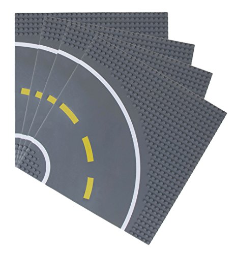 Strictly Briks - Bases para Construir - Imitan Carreteras, Calles o Caminos - 100 % Compatible con Todas Las Grandes Marcas - 25,4 x 25,4 cm - Curva