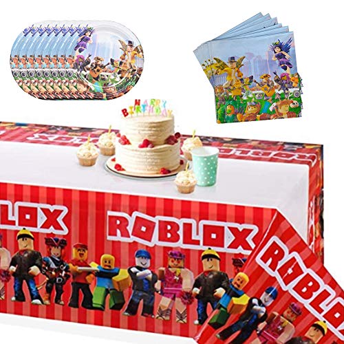 Suministros Vajilla de Fiesta Set,Juego Vajilla Fiesta Cumpleaños Papel,Platos Mantel Servilletas Vajilla Cumpleaños Decoracion para Niños,Lego Party Supplies Vajilla para Fiestas Diseño- 94PCS