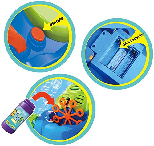Sunshine smile Máquina de hacer burbujas automática, máquina de pompas de jabón, cortadora de césped, juguete para niños para hacer pompas de jabón, actividades al aire libre