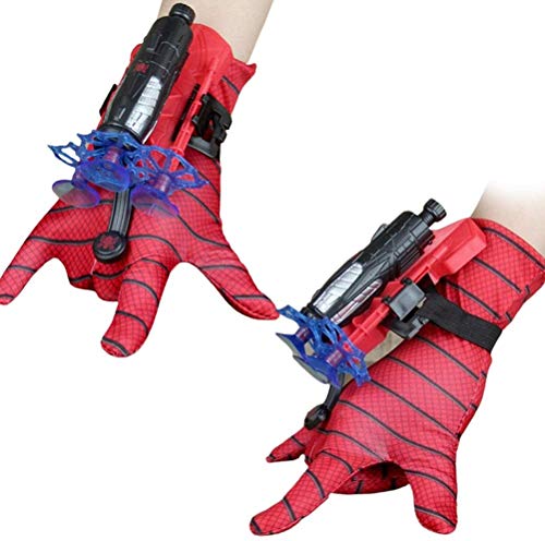 T-XYD Guantes lanzadores para Spider-Man Guante Power Moves Web Blast Juguete de muñeca Que Lanza Dardos Fiesta de Spider-Man Hero Role Play para niños