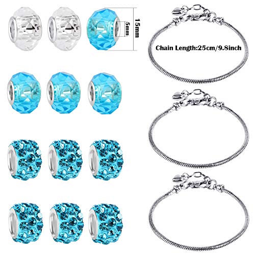 Tacobear 56piezas Hacer Pulseras para Niñas Kit Artesanía DIY Joyería Kit Creacion de Pulseras Cadena de Serpiente Plateada Manualidades Joyería Kit Regalo para Niñas 4 5 6 7 8 9 10 años (Azul)