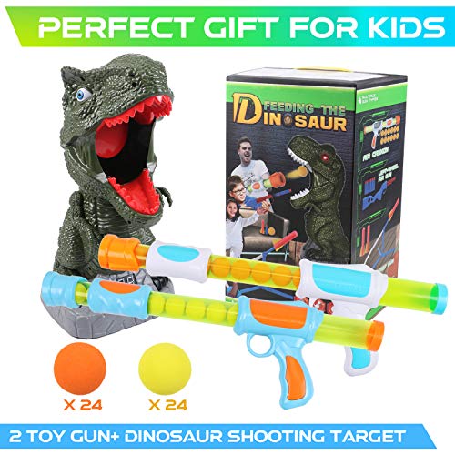 Tacobear Dinosaurio Juguete de Tiro para Niños Objetivo de Tiro con Pistola Power Popper Bola Suave Puntuación LCD Grabación Alegría Sonido Bola Popper Juego de Batalla Regalo Navidad para Niños