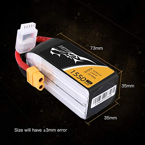 Tattu LiPo Batería for FPV Racing Helicópteros Barcos y Modelos RC Diversos 1550mAh 14.8V 75C 4S