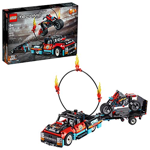 Technic Lego 42106 - Pull-Back - Stunt Show Truck & Bike (610 Piezas)