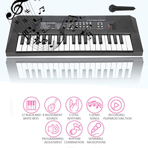 Teclado Eléctrico, Piano Portátil de 37 Teclas con Micrófono y Función de Grabación Juguete de Regalo para Niños y Principiantes