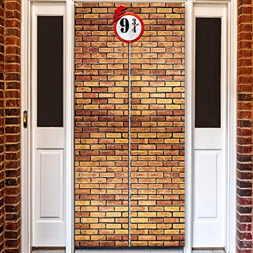 Telón de Fondo de Pared de Ladrillo Estación Cruzada 9 y 3/4, Cortina de Puerta Fondo de Fiesta para Pared de Mago Fiesta de Disfraz de Mago Mágico, Pasaje Secreto a Escuela de Magia (Marrón)