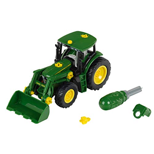 Theo Klein 3903 Tractor John Deere, Con cargador frontal y contrapeso, Desmontable en piezas individuales, Medidas: 24.5 cm x 9.5 cm x 12 cm, Juguete para niños a partir de 3 años