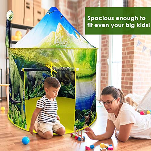 Tienda Campaña Infantil, Carpa Infantil Plegable, Diseño Realista de Dinosaurio Casa de Juegos para Interiores y Exteriores, Regalo para Niños