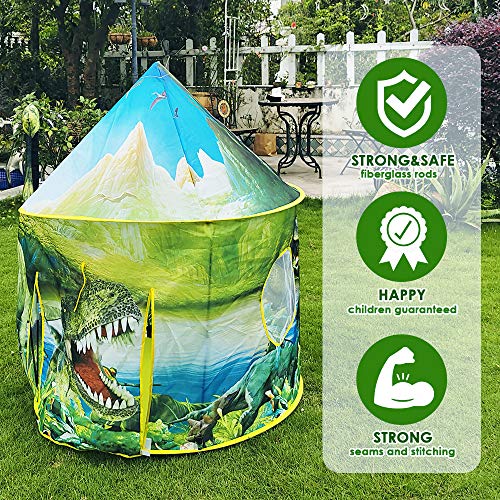 Tienda Campaña Infantil, Carpa Infantil Plegable, Diseño Realista de Dinosaurio Casa de Juegos para Interiores y Exteriores, Regalo para Niños