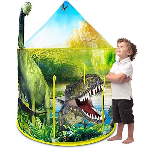 Tienda Campaña Infantil, Carpa Infantil Plegable, Diseño Realista de Dinosaurio Casa de Juegos para Interiores y Exteriores, Regalo para Niños