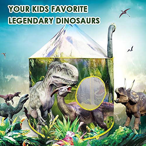 Tienda Campaña Infantil, Carpa Infantil Plegable, Diseño Realista de Dinosaurio Casa de Juegos para Interiores y Exteriores, Regalo para Niños