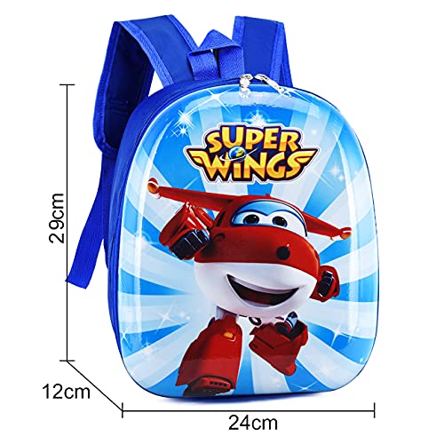 Tomicy Mochila Super Wings Mochila Infantil, Bolsa Impermeable 3D Mochila para Niños, Mochila para niños de Dibujos Animados Impermeable y Ajustable Adecuado para Niños y Niñas de 2 a 6 Años