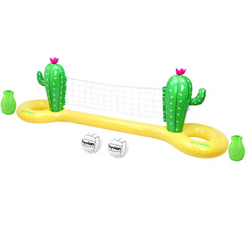 TOYANDONA PVC Juego de Voleibol Inflable Juego de Aro Flotante Cactus Agua Flotante Diversión de Verano Juego de Flotador Juego Piscina Fiesta de Verano