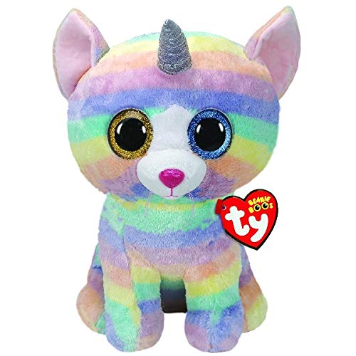 Ty – Beanie Boo's – Peluche Heather el Gato Unicornio TY36753, Multicolor, 40 cm