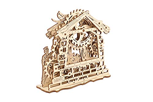 UGEARS Belén - Rompecabezas Mecánico 3D - Kits de Construcción de Artesanía en Madera - Juego de Pesebre de Madera - Rompecabezas de Navidad para Niños - Decoraciones Navideñas de Bricolaje - Idea