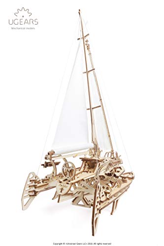 UGEARS Trimarán Merihobus - Puzzle 3D Modelo Mecánico de Madera DIY Maqueta para Construir el Barco