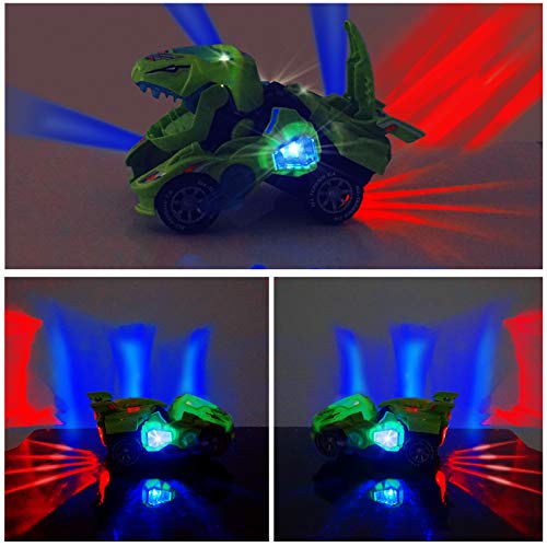 Ulikey Transformación Dinosaurio Coche, Coches de Dinosaurios Juguetes con luz LED Música, Robot de Coche Transformador de Dinosaurio para Juguetes para Regalos de Cumpleaños Niños Juguetes (Rojo)