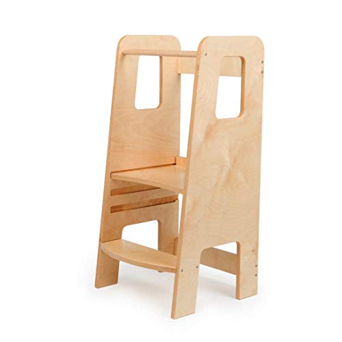 ully One by moblì® | La torre de aprendizaje antimanchas fabricada en Italia | Diseñada por expertos educadores siguiendo los principios Montessori | Torre de aprendizaje con estantes ajustables