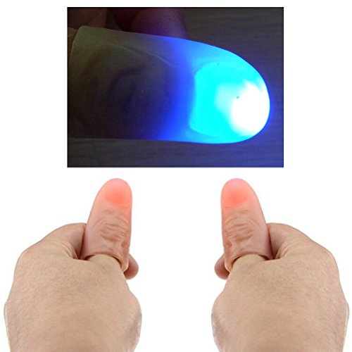 Ultnice - Truco de magia, punta de pulgares iluminada con luz intermitente (color aleatorio)