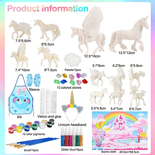 Unicornio Figuras Pintar,Unicornio Juguete,Unicornio para Pintar DIY Kit,Pintar Unicornio Pinceles Colores,Kits de Pintura de Unicornio para Niños Pintar,Pintura Niños Kit,Manualidades Niños