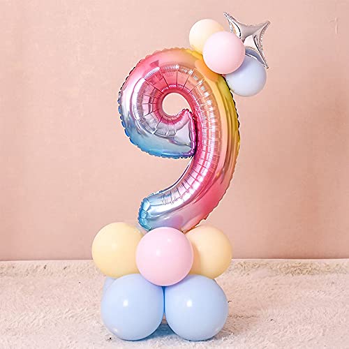 Unisun Globos numéricos, 101,6 cm grandes arco iris número 3 Foil Mylar helio globos para fiesta de cumpleaños decoración