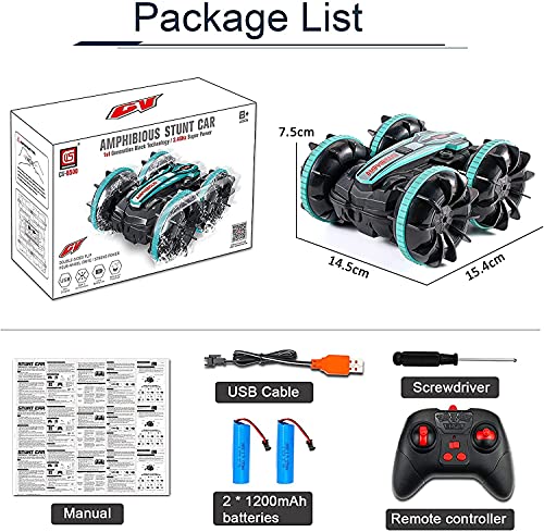 Vokida Coche teledirigido 360 ° Doble Giro Lateral 2.4GHz RC Radio Control de Alta Velocidad 4WD RC Amphibious Auto de Acrobacias con baterías Recargables Regalo para adulto niños