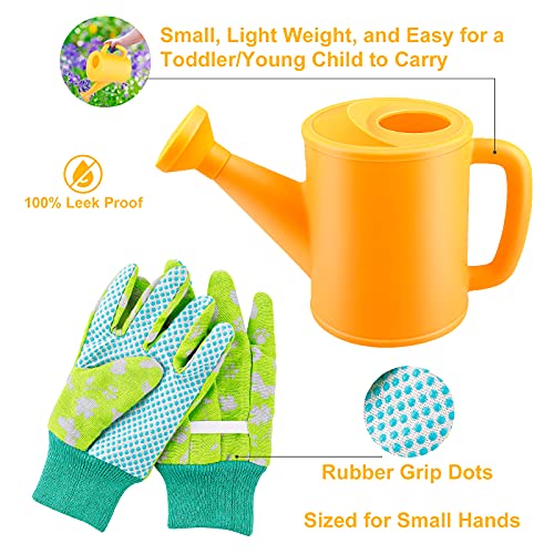 Vorsee Kit de Jardinería para Niños, 22 Piezas Herramientas de Jardinería con Bolsa, Regadera, Delantal, Paleta de Mano, Pala, Rastrillo, Tenedor, Guantes, Apto para Niños Mayores de 3 Años