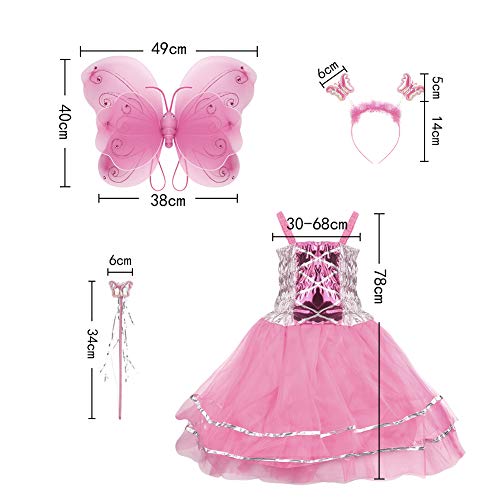 VOWOV Disfraces de alas de hadas para niña de Halloween para disfrazarse, disfraz de fiesta de cumpleaños, cosplay, 3-10 años