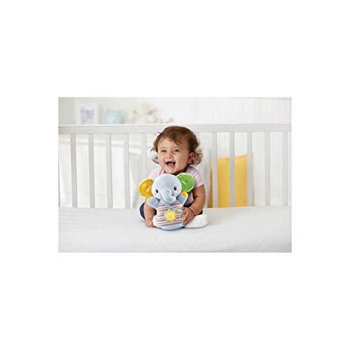 VTech-80-508622 Trompito, Elefante de Peluche para bebé, Musical, luz de Noche, con más de 45 Voces, Canciones y melodías, Color Azul, (3480-508322)