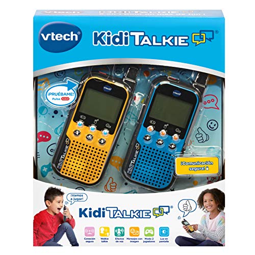 VTech KidiTalkie 6 en 1, Walkie Talkie, envía Mensajes y Juega con una conexión Segura, Mantener Las distancias al Hablar, versión ESP, Color Azul (3480-518567), Amarillo