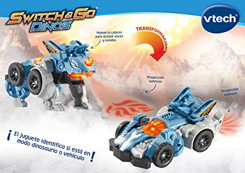VTech Switch&Go Dinos, Pincho el tricerátops, Dinosaurio Que se transforma en vehículo, Juguete para niños +3 años, Versión ESP (3480-542922), Color