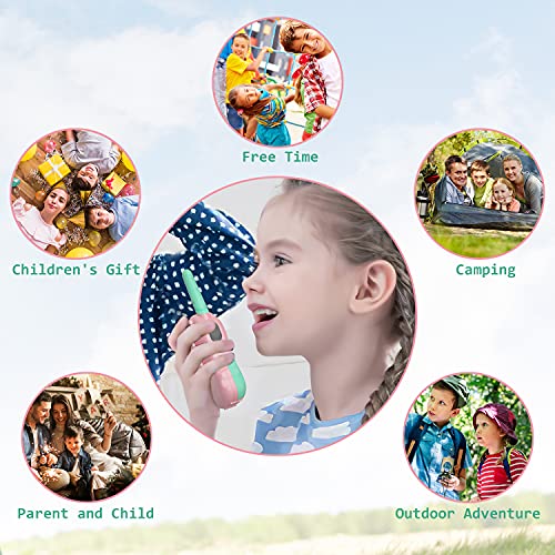 Walkie Talkies para niños, Juguetes para niñas de 3 a 12 años, 8 Canales, escaneo VOX, Rango de 3 km para Aventuras al Aire Libre, Camping, Senderismo, 2 Unidades (Rosa)