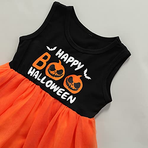 WangsCanis Disfraz de Halloween para niña, disfraz de Halloween para niña, vestido de calabaza, ropa de bebé, Halloween, vestido de princesa., Negro C, 4-5 Años
